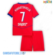 Camisa de time de futebol Paris Saint-Germain Khvicha Kvaratskhelia #7 Replicas 3º Equipamento Infantil 2025-26 Manga Curta (+ Calças curtas)